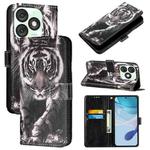 For itel A50   Colored Drawing Pattern Plain Weave Leather Phone Case(Black And White Tiger)