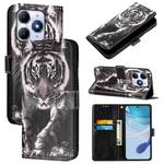 For itel A90 4G Colored Drawing Pattern Plain Weave Leather Phone Case(Black And White Tiger)