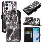 For Tecno Spark 30 5G / Pova 6 Neo 5G Colored Drawing Pattern Plain Weave Leather Phone Case(Black And White Tiger)