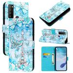 For TCL 30Z T602DL Colored Drawing Pattern Plain Weave Leather Phone Case(Tower Butterfly)