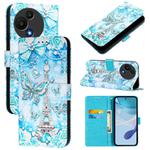 For TCL 605 / 60 SE Colored Drawing Pattern Plain Weave Leather Phone Case(Tower Butterfly)