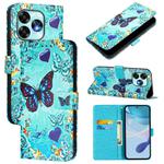 For Umidigi A15 / A15C / A15T Colored Drawing Pattern Plain Weave Leather Phone Case(Love Butterfly)