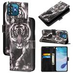 For Oukitel C53 Colored Drawing Pattern Plain Weave Leather Phone Case(Black And White Tiger)