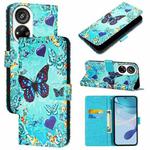 For ZTE Blade V40s   Colored Drawing Pattern Plain Weave Leather Phone Case(Love Butterfly)