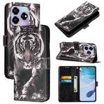 For ZTE Blade V60 / Axon 60 4G Colored Drawing Pattern Plain Weave Leather Phone Case(Black And White Tiger)