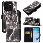 For ZTE Blade A35 / A55 Colored Drawing Pattern Plain Weave Leather Phone Case(Black And White Tiger)