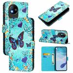 For ZTE Blade A35 Lite / A35 Core Colored Drawing Pattern Plain Weave Leather Phone Case(Love Butterfly)