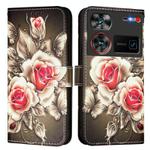 For ZTE nubia Z60 Ultra Colored Drawing Pattern Plain Weave Leather Phone Case(Roses On Black)
