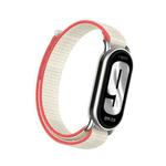 For Xiaomi Smart Band 9 / 8 Metal Connector + Loop Nylon Hook and Loop Fastener Watch Band(Milk White)