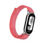 For Xiaomi Smart Band 9 / 8 Metal Connector + Loop Nylon Hook and Loop Fastener Watch Band(Hibiscus Powder)