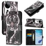 For vivo S19 Pro   Colored Drawing Pattern Plain Weave Leather Phone Case(Black And White Tiger)