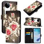 For vivo S19 Colored Drawing Pattern Plain Weave Leather Phone Case(Roses On Black)