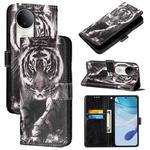 For vivo S20 Colored Drawing Pattern Plain Weave Leather Phone Case(Black And White Tiger)