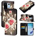 For vivo S30 Pro mini Colored Drawing Pattern Plain Weave Leather Phone Case(Roses On Black)