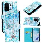 For vivo S30 Pro mini Colored Drawing Pattern Plain Weave Leather Phone Case(Tower Butterfly)