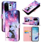 For vivo S30 Pro mini Colored Drawing Pattern Plain Weave Leather Phone Case(Baby Panda)