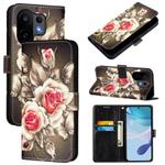 For vivo S30 Colored Drawing Pattern Plain Weave Leather Phone Case(Roses On Black)