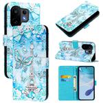 For vivo S30 Colored Drawing Pattern Plain Weave Leather Phone Case(Tower Butterfly)