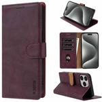 For iPhone 16 Pro N.BEKUS CSJ-P1 Solid Color Leather Phone Case(Wine Red)