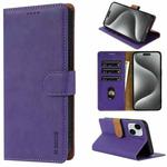 For iPhone 15 N.BEKUS CSJ-P1 Solid Color Leather Phone Case(Purple)