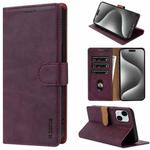 For iPhone 15 Plus N.BEKUS CSJ-P1 Solid Color Leather Phone Case(Wine Red)