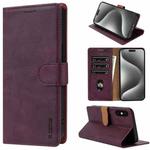 For iPhone XS / X N.BEKUS CSJ-P1 Solid Color Leather Phone Case(Wine Red)