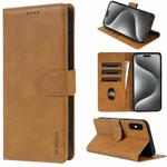 For iPhone XS Max N.BEKUS CSJ-P1 Solid Color Leather Phone Case(Brown)