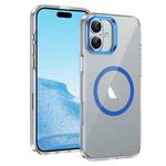 For iPhone 16 Ice Feel HD Transparent MagSafe PC Full Coverage Phone Case(Blue)