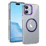 For iPhone 16 Ice Feel HD Transparent MagSafe PC Full Coverage Phone Case(Purple)