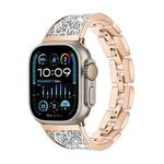 For Apple Watch Ultra 2 49mm Bling Diamond Bracelet Metal Watch Band(Rose Gold Silver)