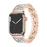 For Apple Watch Series 9 45mm Bling Diamond Bracelet Metal Watch Band(Rose Gold Silver)