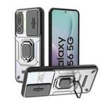 For Samsung Galaxy M56 5G Sliding Camshield TPU + PC Shockproof Phone Case with Holder(Grey)