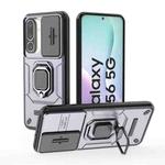 For Samsung Galaxy M56 5G Sliding Camshield TPU + PC Shockproof Phone Case with Holder(Purple)