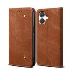 For Samsung Galaxy A06 5G Denim Texture Casual Style Horizontal Flip Leather Case(Brown)