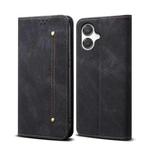 For Samsung Galaxy A06 5G Denim Texture Casual Style Horizontal Flip Leather Case(Black)