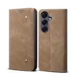 For Samsung Galaxy A17 5G Denim Texture Casual Style Horizontal Flip Leather Case(Khaki)