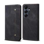 For Samsung Galaxy A17 5G Denim Texture Casual Style Horizontal Flip Leather Case(Black)