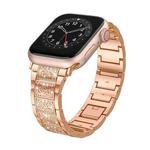 For Apple Watch SE 2023 44mm S-Type Diamond Metal Watch Band(Rose Gold)