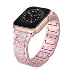 For Apple Watch Series 9 45mm S-Type Diamond Metal Watch Band(Rose Pink)