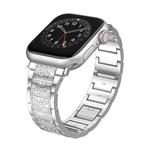 For Apple Watch Series 7 41mm S-Type Diamond Metal Watch Band(Silver)