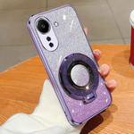 For Redmi 13C 4G Plated Gradient Glitter Round Holder TPU Phone Case(Purple)