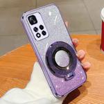 For Redmi Note 11 Pro+ 5G Plated Gradient Glitter Round Holder TPU Phone Case(Purple)