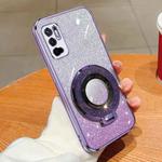 For Redmi Note 10 5G Plated Gradient Glitter Round Holder TPU Phone Case(Purple)