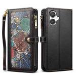 For Samsung Galaxy A06 5G ESEBLE Star Series Lanyard Zipper Wallet RFID Leather Case(Black)