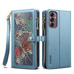 For Samsung Galaxy A17 5G ESEBLE Star Series Lanyard Zipper Wallet RFID Leather Case(Blue)