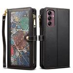 For Samsung Galaxy A17 5G ESEBLE Star Series Lanyard Zipper Wallet RFID Leather Case(Black)