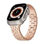 For Apple Watch Ultra 2 49mm Hammered Half Bracelet Metal Watch Band(Rose Gold)