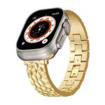 For Apple Watch Ultra 49mm Hammered Half Bracelet Metal Watch Band(Gold)