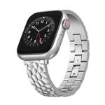 For Apple Watch Series 8 41mm Hammered Half Bracelet Metal Watch Band(Silver)