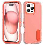 For iPhone 16 Pro Max Rugged PC + Silicone Phone Case with Holder(Transparent+Orange)